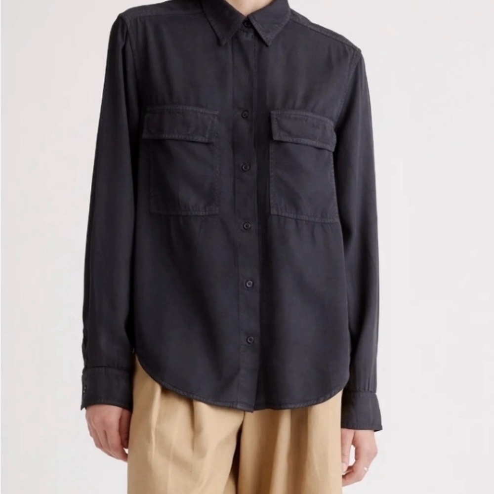 Quince Vintage Wash Tencel Utility Shirt Size S